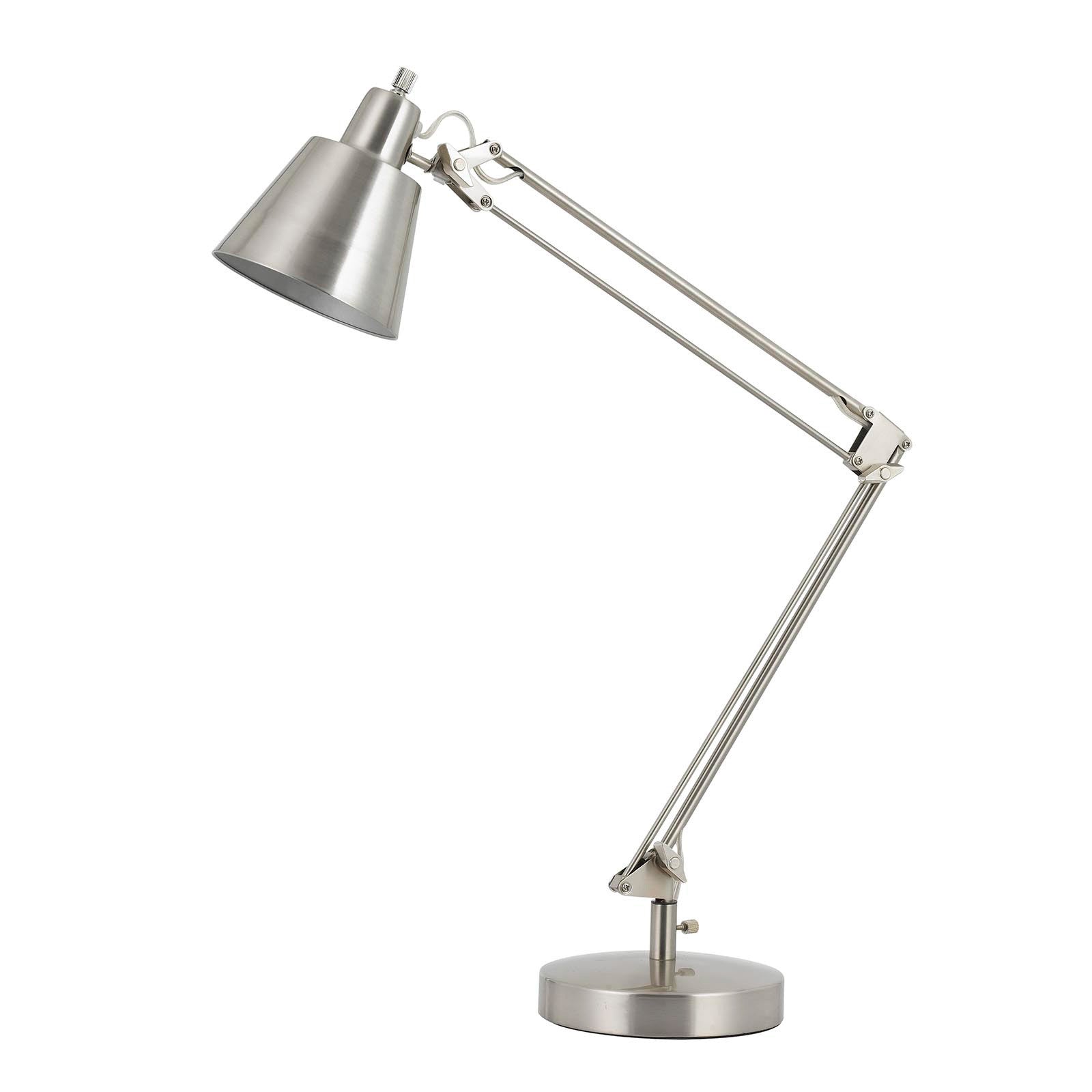 27" Nickel Metal Desk Table Lamp With Nickel Cone Shade - Minihomy