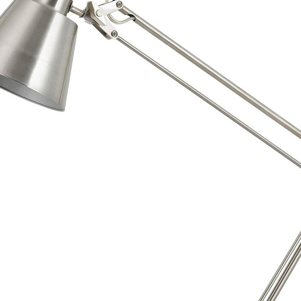 27" Nickel Metal Desk Table Lamp With Nickel Cone Shade - Minihomy