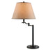 29" Bronze Metal Swing Arm Table Lamp With Off White Empire Shade - Minihomy