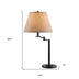 29" Bronze Metal Swing Arm Table Lamp With Off White Empire Shade - Minihomy