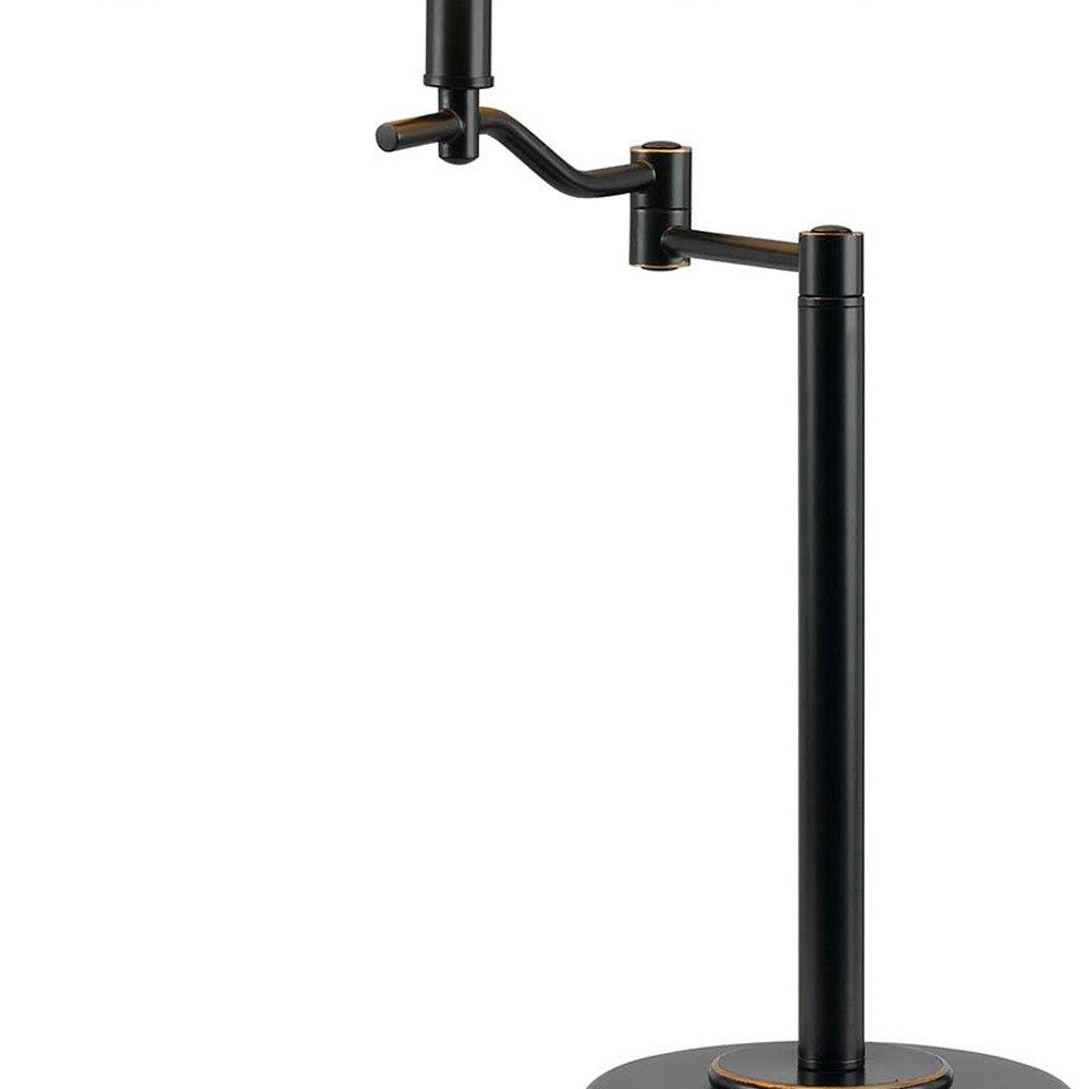 29" Bronze Metal Swing Arm Table Lamp With Off White Empire Shade - Minihomy