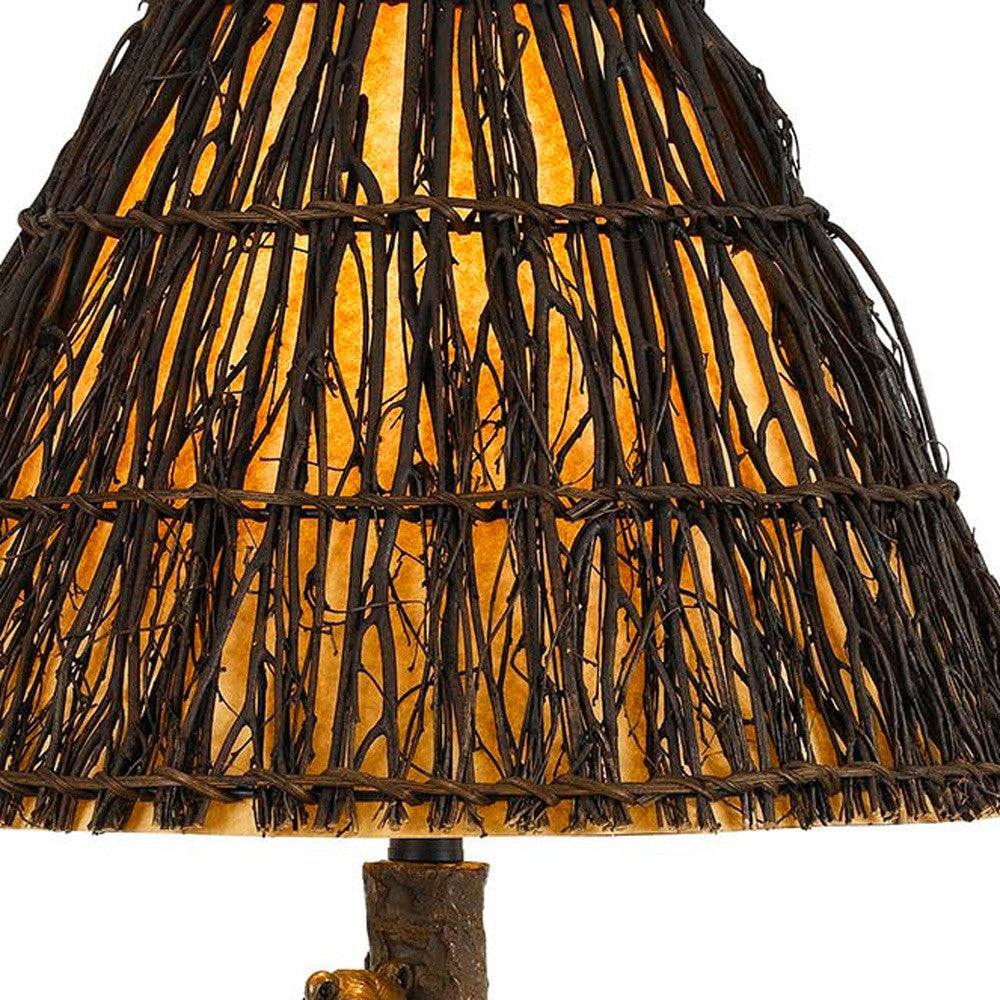 30" Bronze Table Lamp With Brown Empire Shade - Minihomy