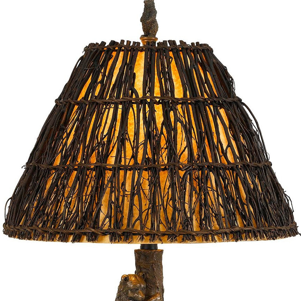 30" Bronze Table Lamp With Brown Empire Shade - Minihomy