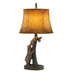 31" Bronze Bears After the Honey Table Lamp With Brown Faux Leather Shade - Minihomy