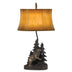 29" Bronze Bear in the Woods Table Lamp With Brown Bell Shade - Minihomy