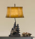 29" Bronze Bear in the Woods Table Lamp With Brown Bell Shade - Minihomy