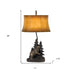 29" Bronze Bear in the Woods Table Lamp With Brown Bell Shade - Minihomy