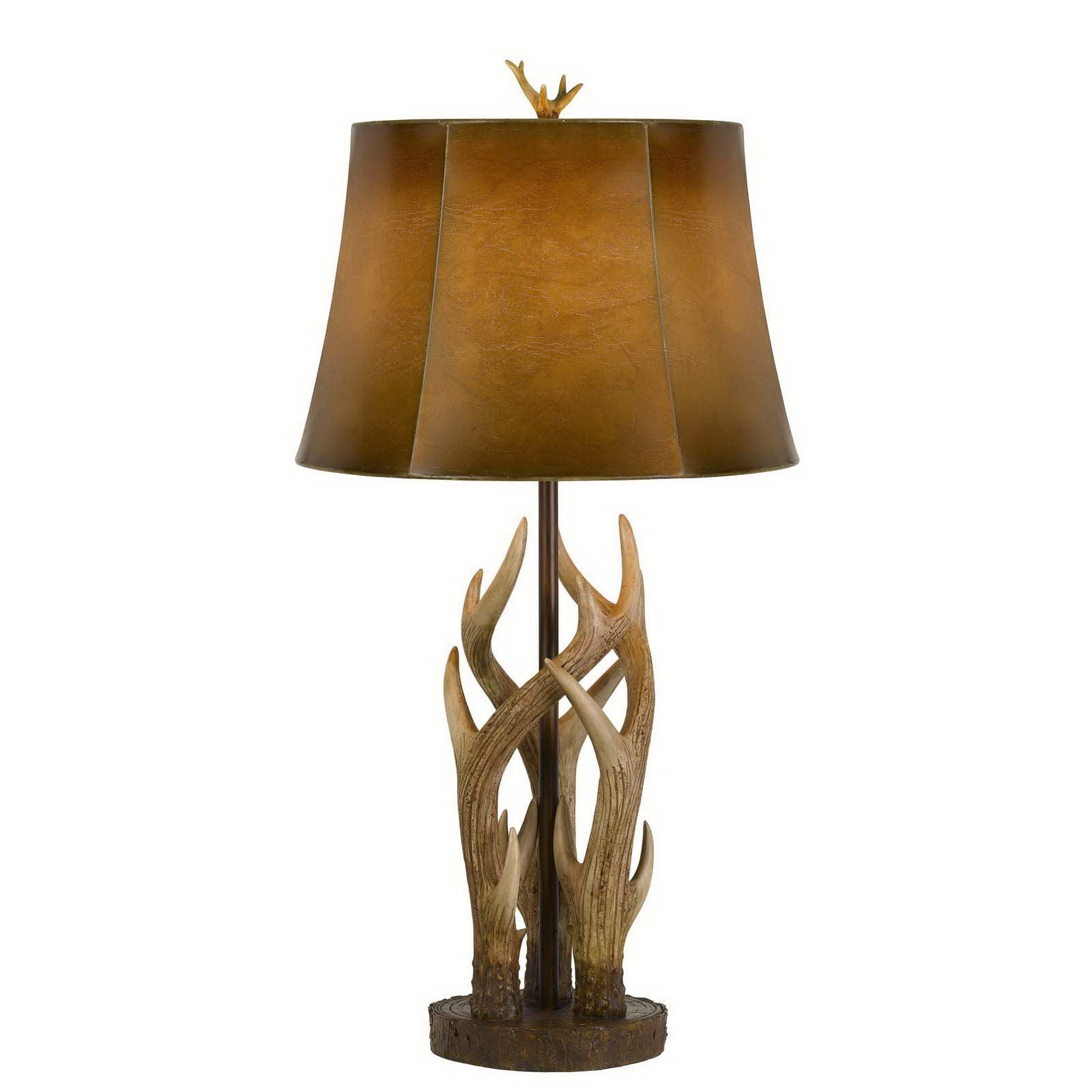 33" Brown Table Lamp With Brown Drum Shade - Minihomy