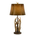 33" Brown Table Lamp With Brown Drum Shade - Minihomy