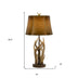 33" Brown Table Lamp With Brown Drum Shade - Minihomy