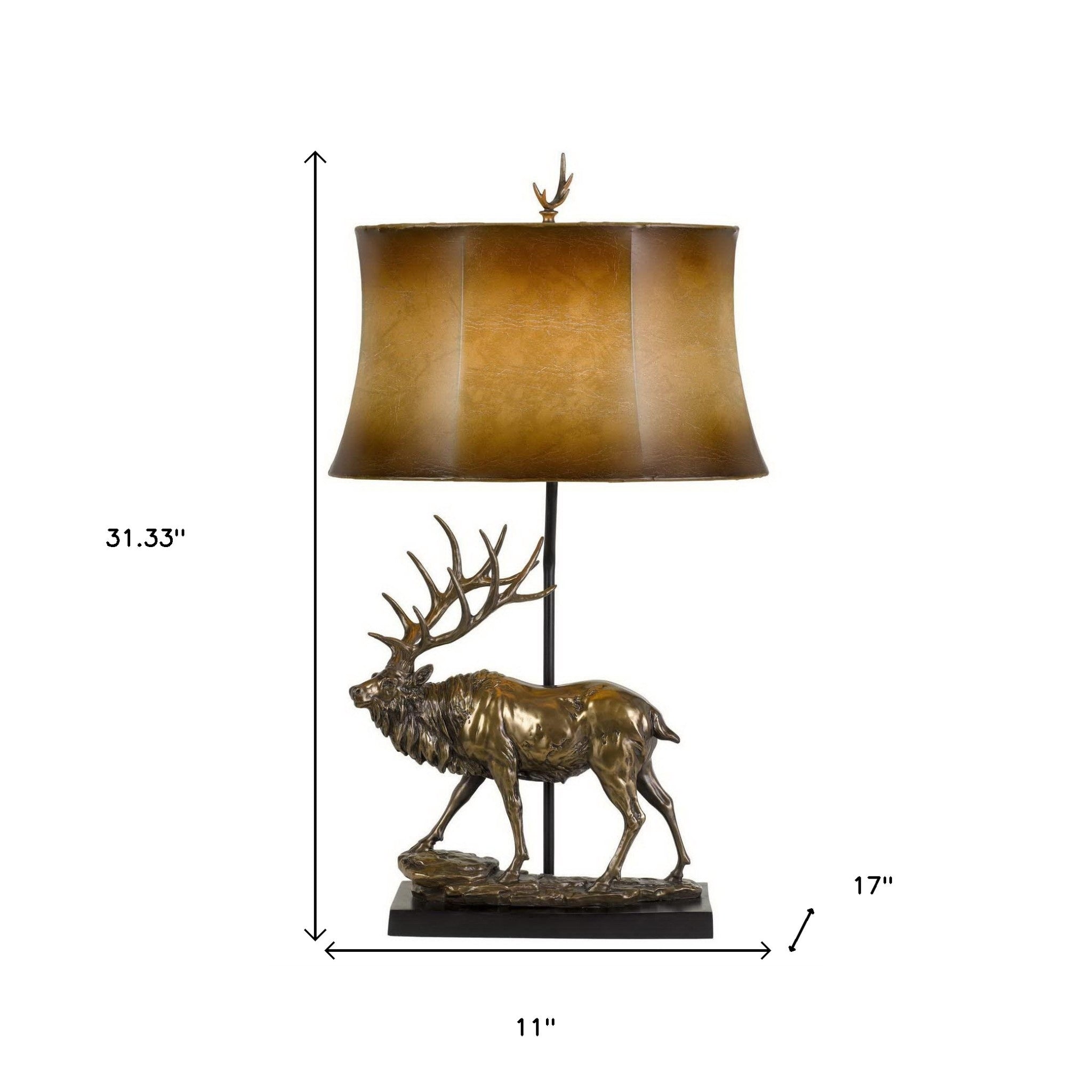 31" Bronze Table Lamp With Brown Bell Shade - Minihomy