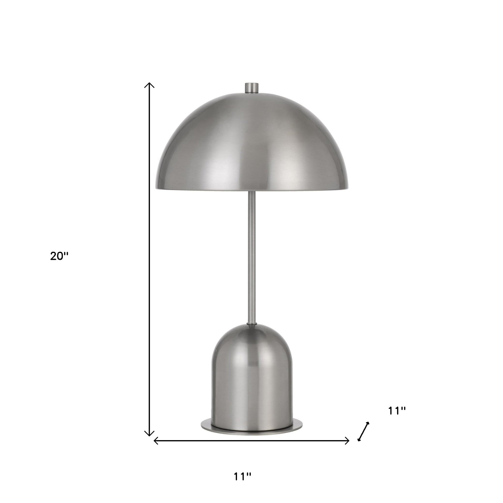 20" Nickel Metal Desk Table Lamp With Nickel Dome Shade - Minihomy