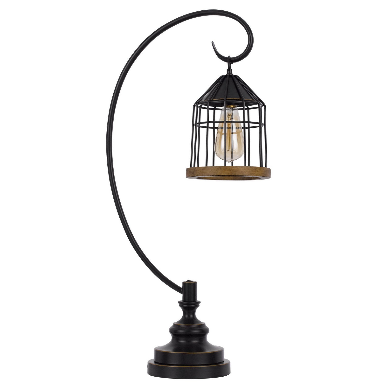 31" Bronze Metal Table Lamp With Bronze Cage Shade - Minihomy