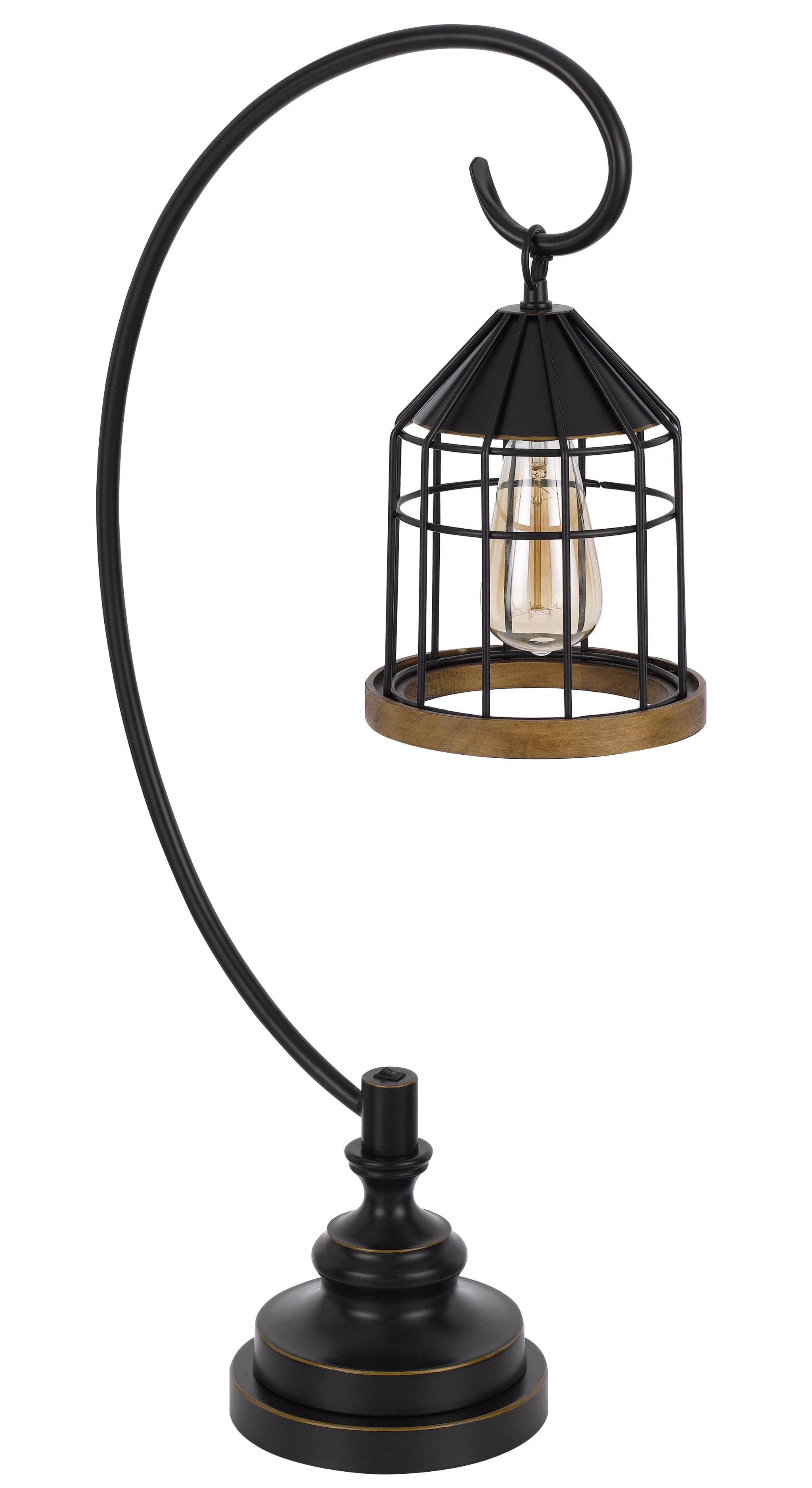 31" Bronze Metal Table Lamp With Bronze Cage Shade - Minihomy