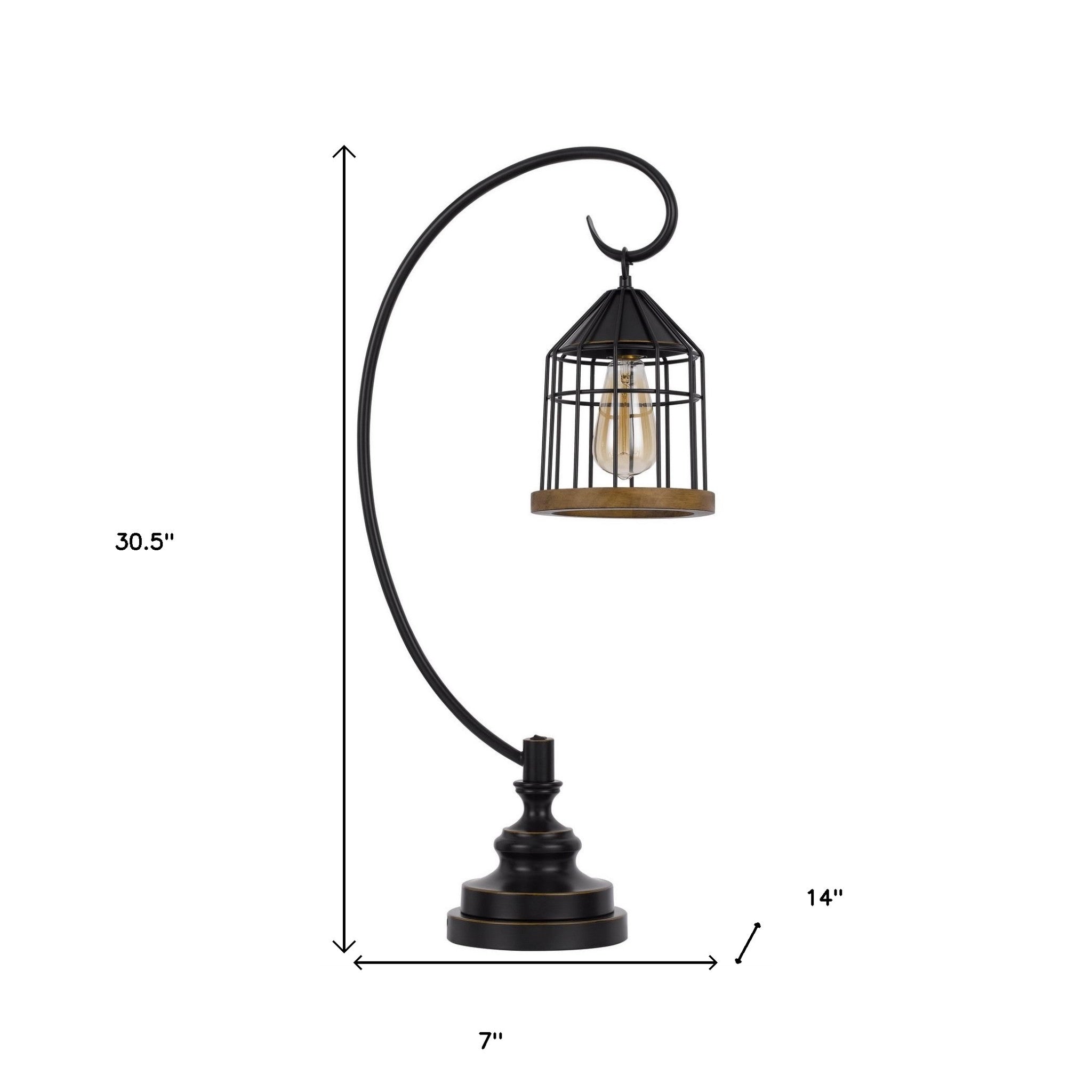 31" Bronze Metal Table Lamp With Bronze Cage Shade - Minihomy