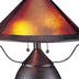 17" Rust Metal Two Light Table Lamp With Amber Empire Shade - Minihomy