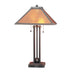 25" Rust Metal Two Light Table Lamp With Amber Square Shade - Minihomy