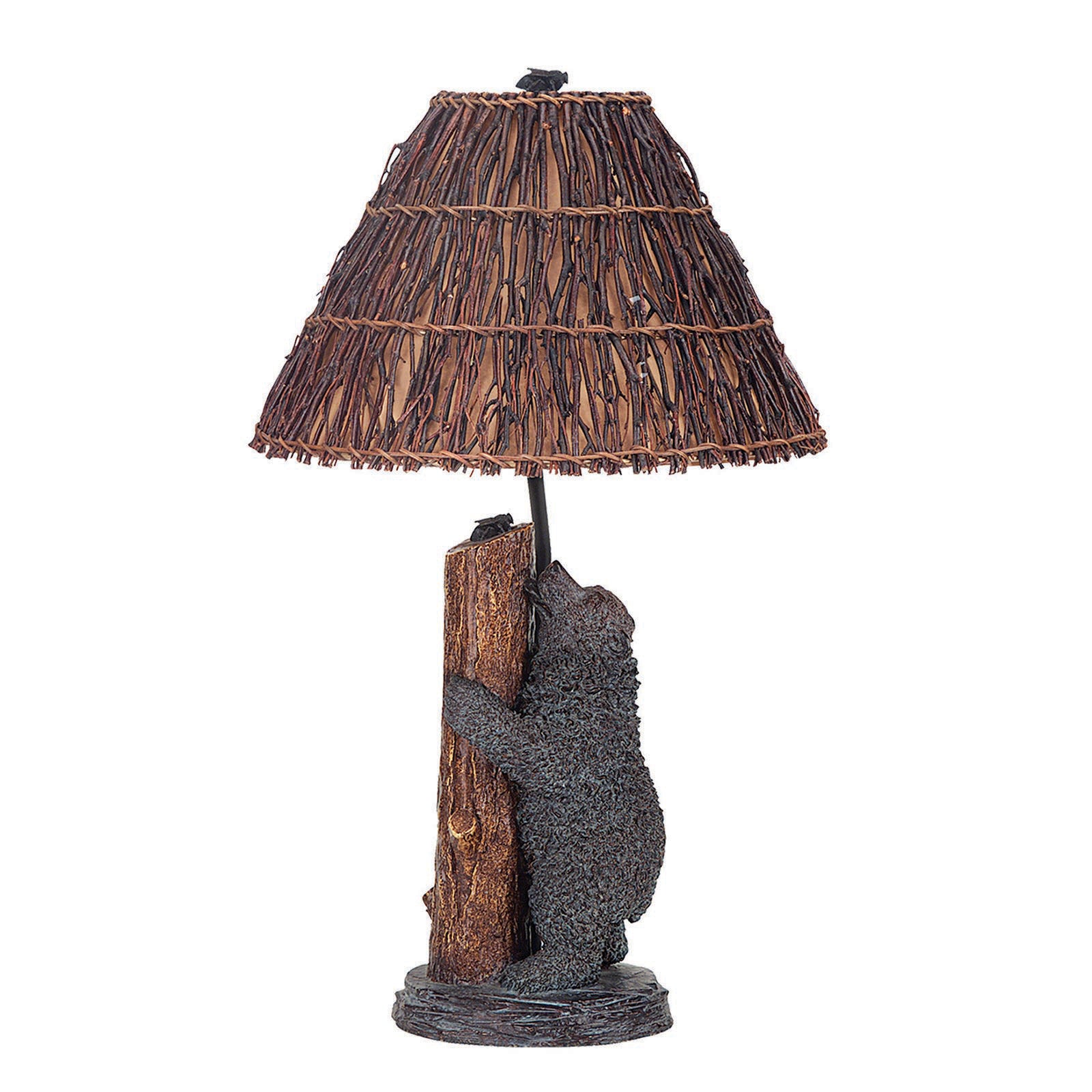 29" Bronze Table Lamp With Brown Empire Shade - Minihomy