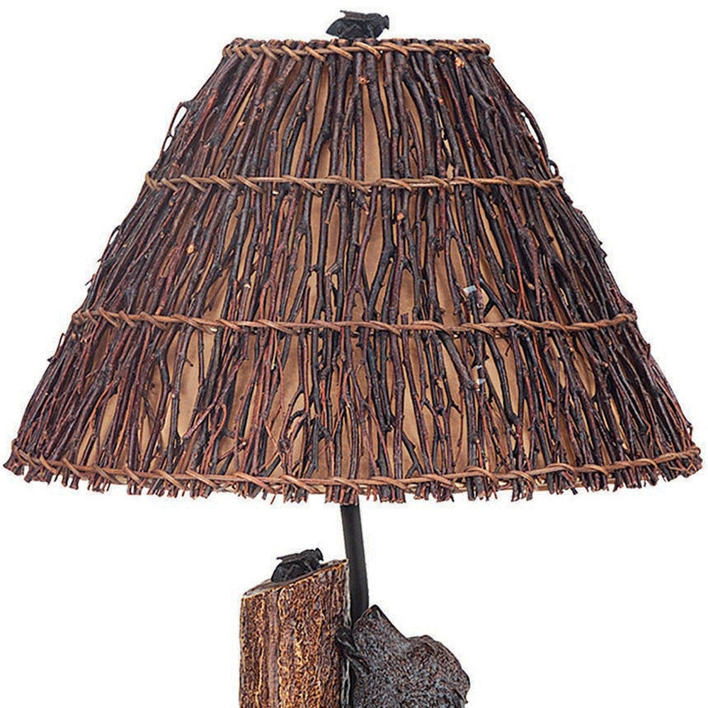 29" Bronze Table Lamp With Brown Empire Shade - Minihomy