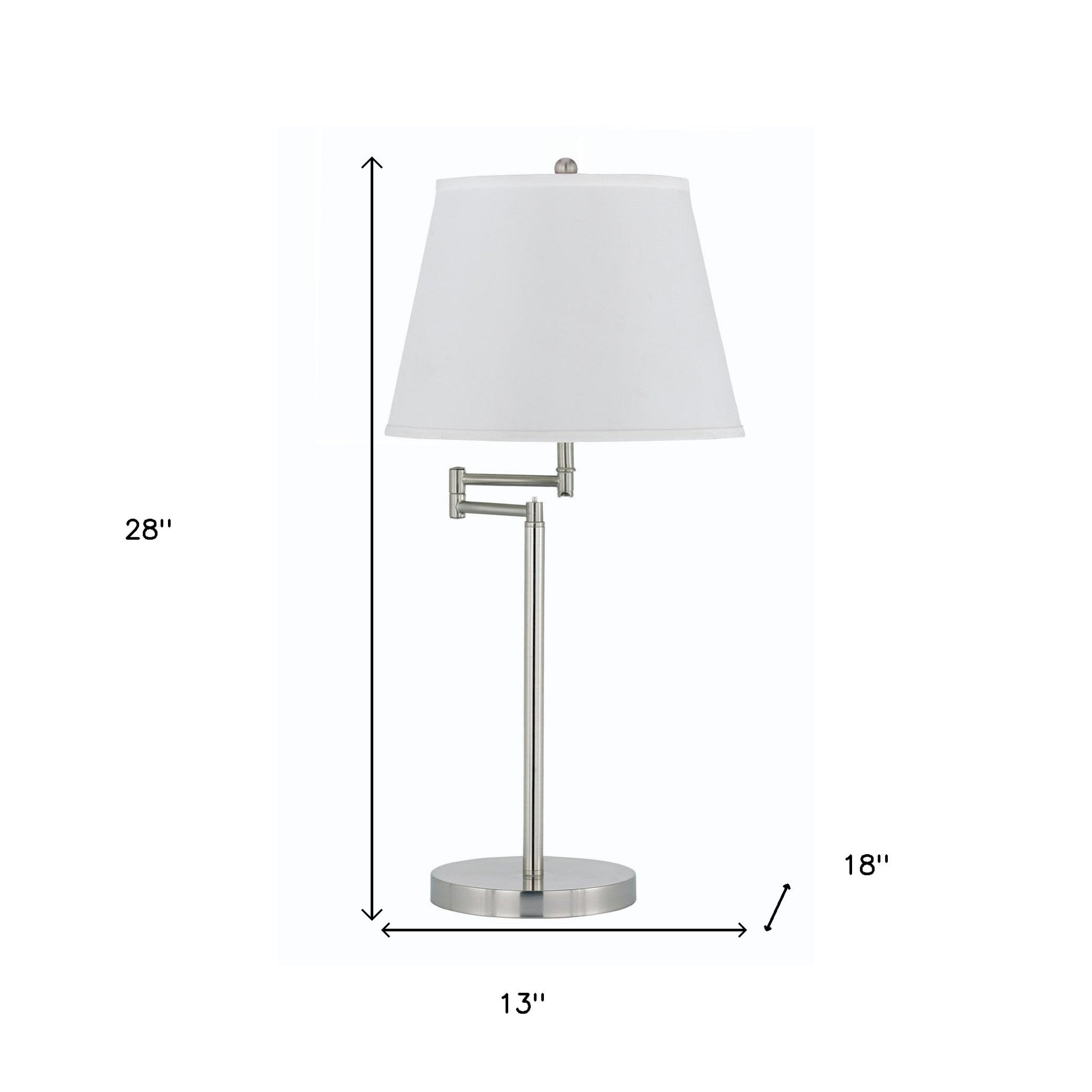 28" Nickel Metal Table Lamp With Off White Empire Shade - Minihomy