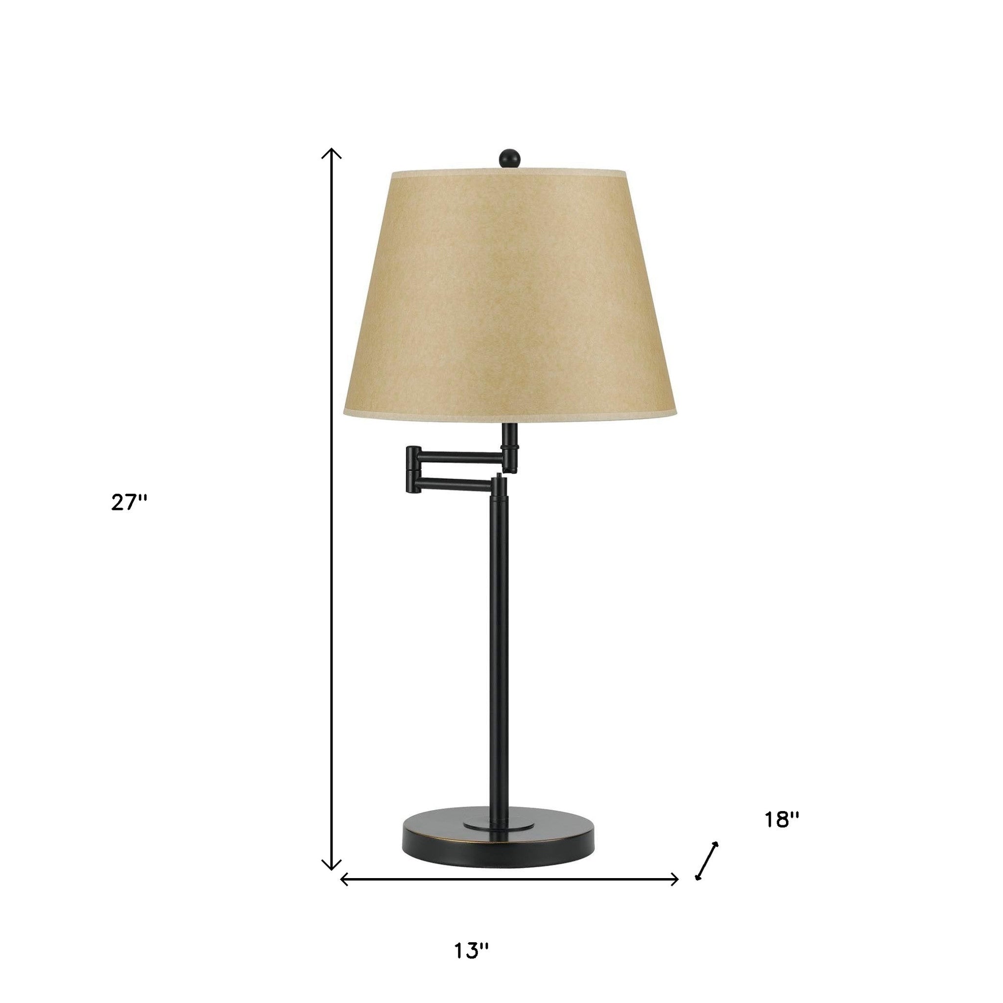 27" Bronze Metal Table Lamp With Tan Empire Shade - Minihomy