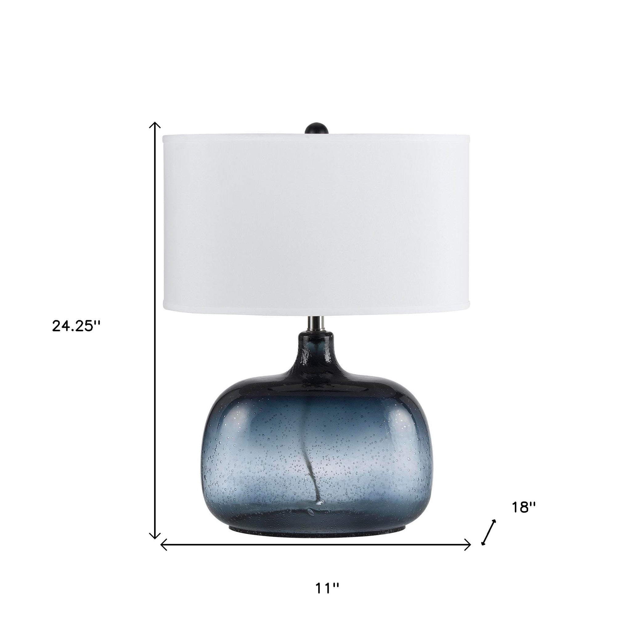 24" Dark Blue Glass Table Lamp With White Novelty Shade - Minihomy