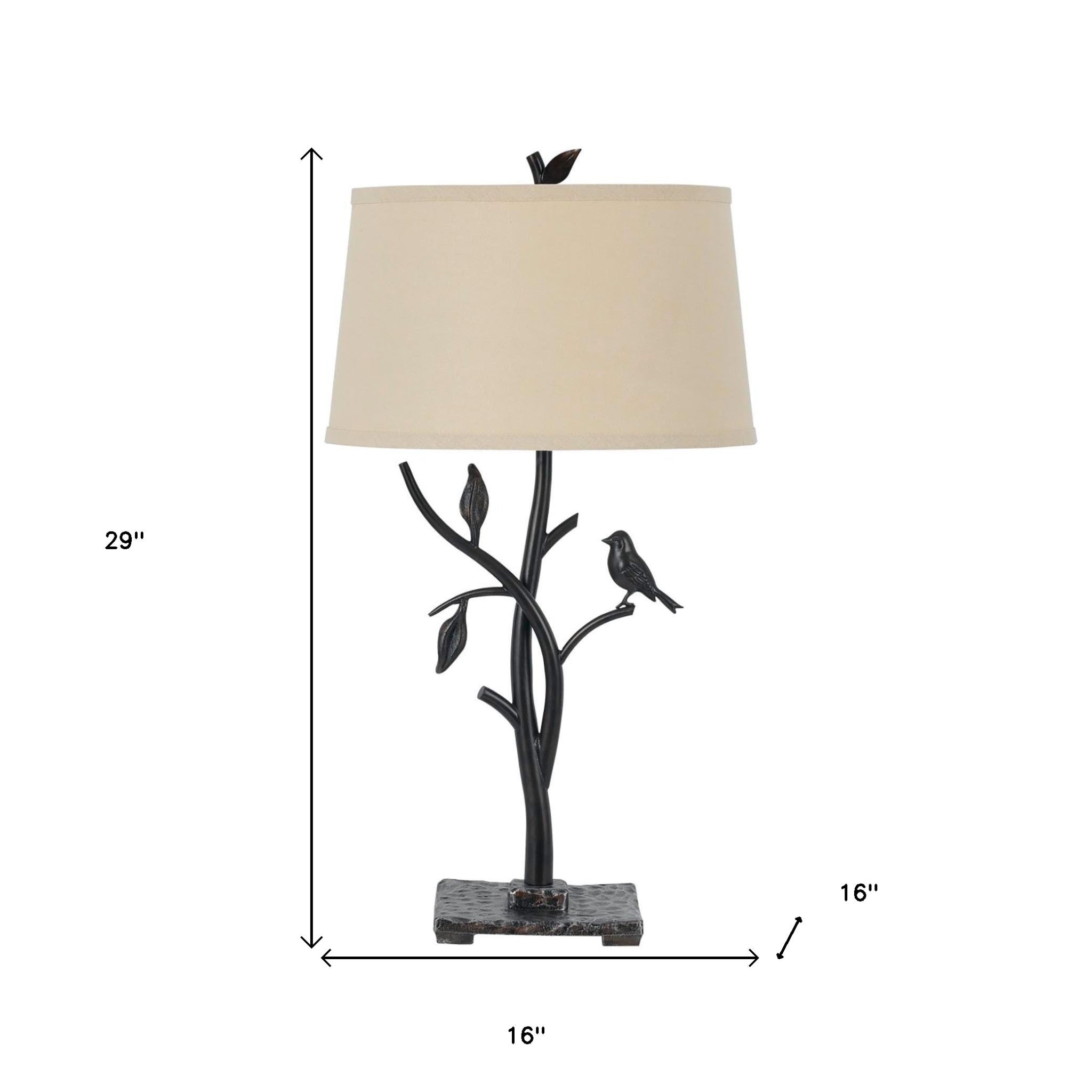 29" Tan Metal Table Lamp With Tan Empire Shade - Minihomy