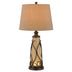 30" Brown Metal Two Light Table Lamp With Brown Empire Shade - Minihomy