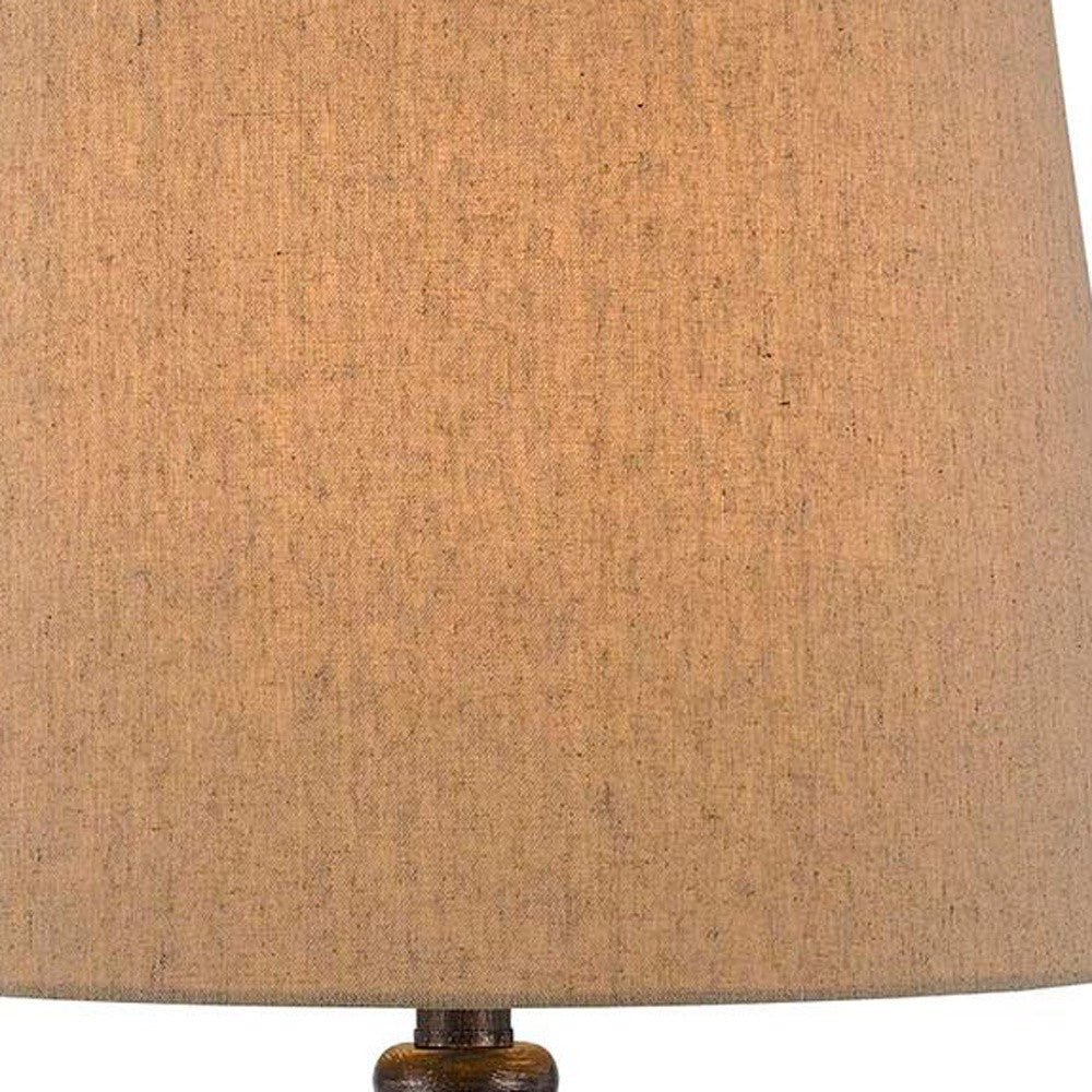 30" Brown Metal Two Light Table Lamp With Brown Empire Shade - Minihomy