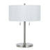 24" Nickel Metal Two Light Table Lamp With White Empire Shade - Minihomy