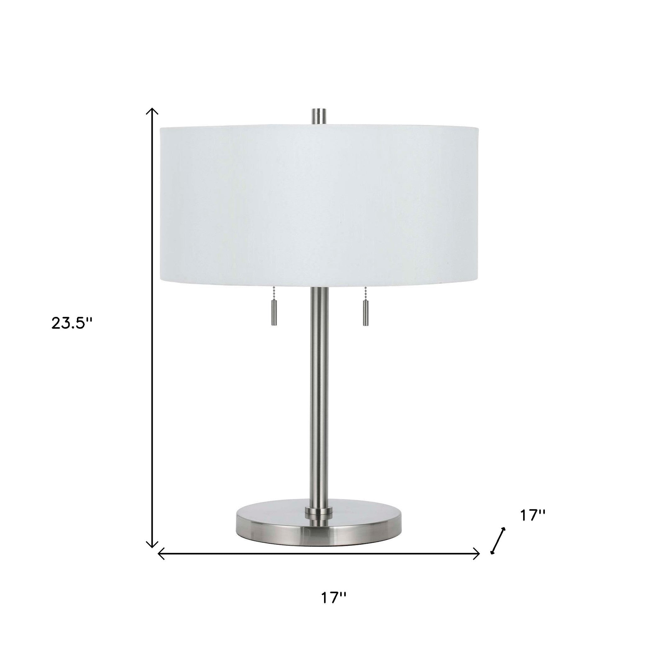 24" Nickel Metal Two Light Table Lamp With White Empire Shade - Minihomy