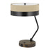 20" Black Metal Two Light Desk Usb Table Lamp With Beige Drum Shade - Minihomy