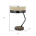 20" Black Metal Two Light Desk Usb Table Lamp With Beige Drum Shade - Minihomy