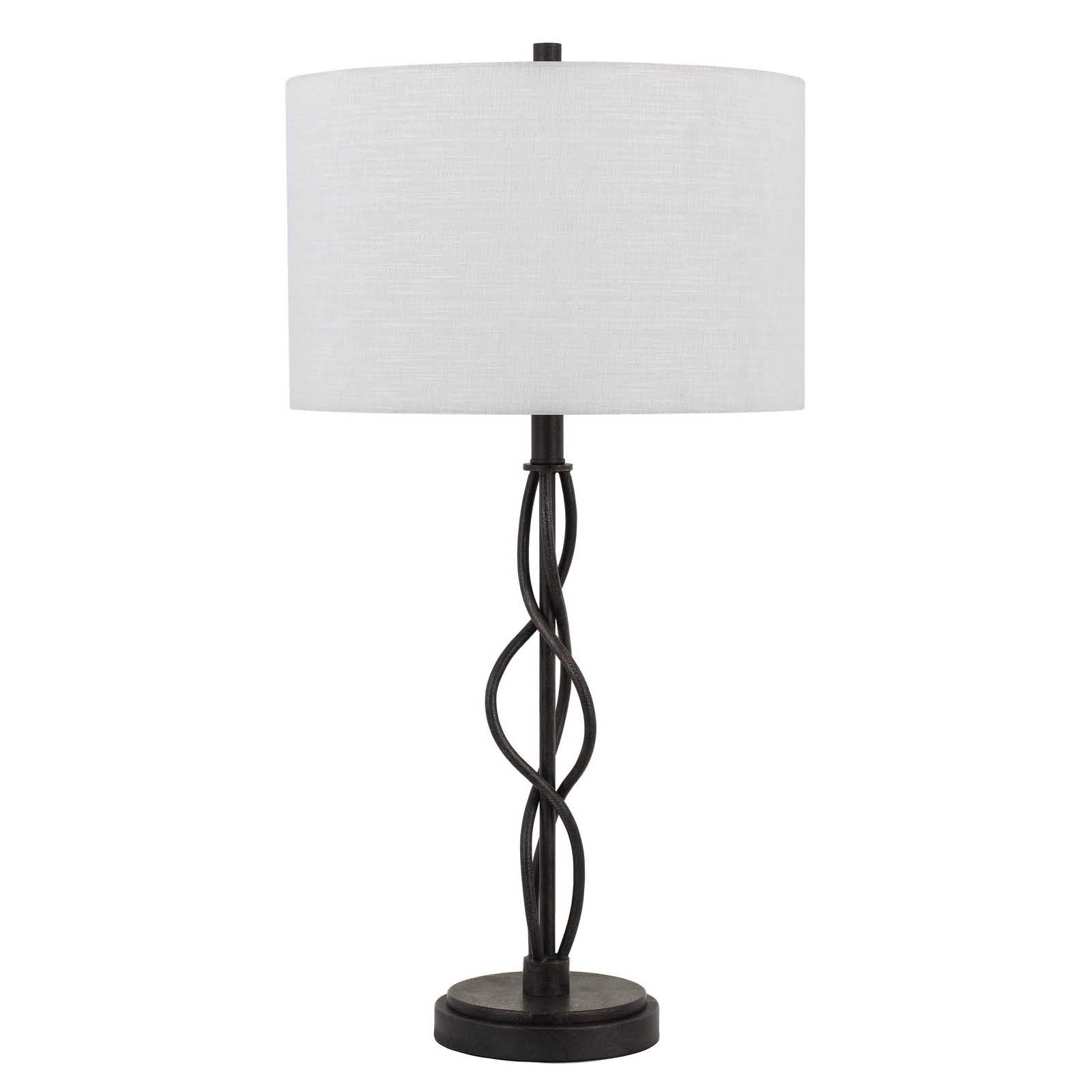 30" Bronze Metal Table Lamp With Off White Drum Shade - Minihomy