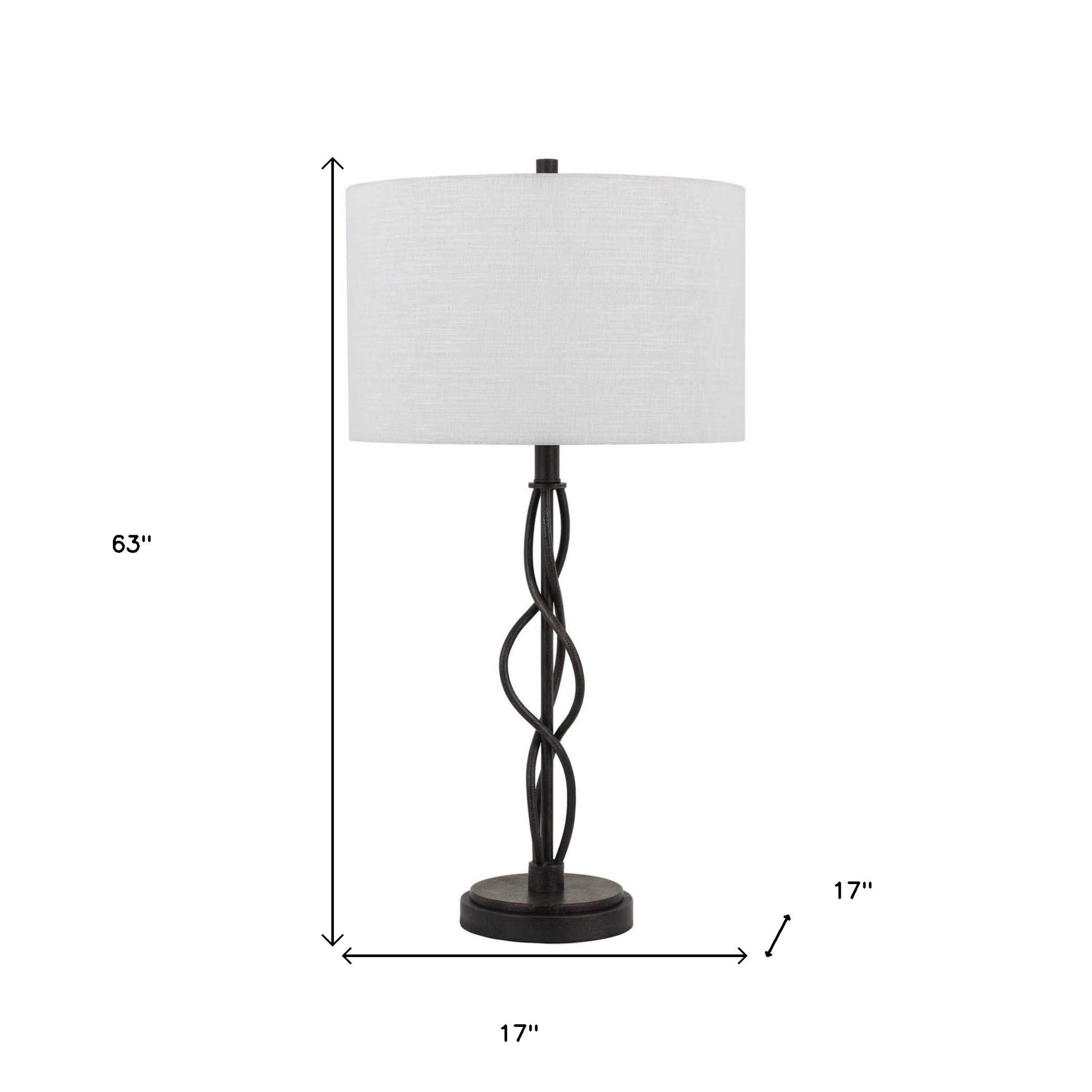 30" Bronze Metal Table Lamp With Off White Drum Shade - Minihomy