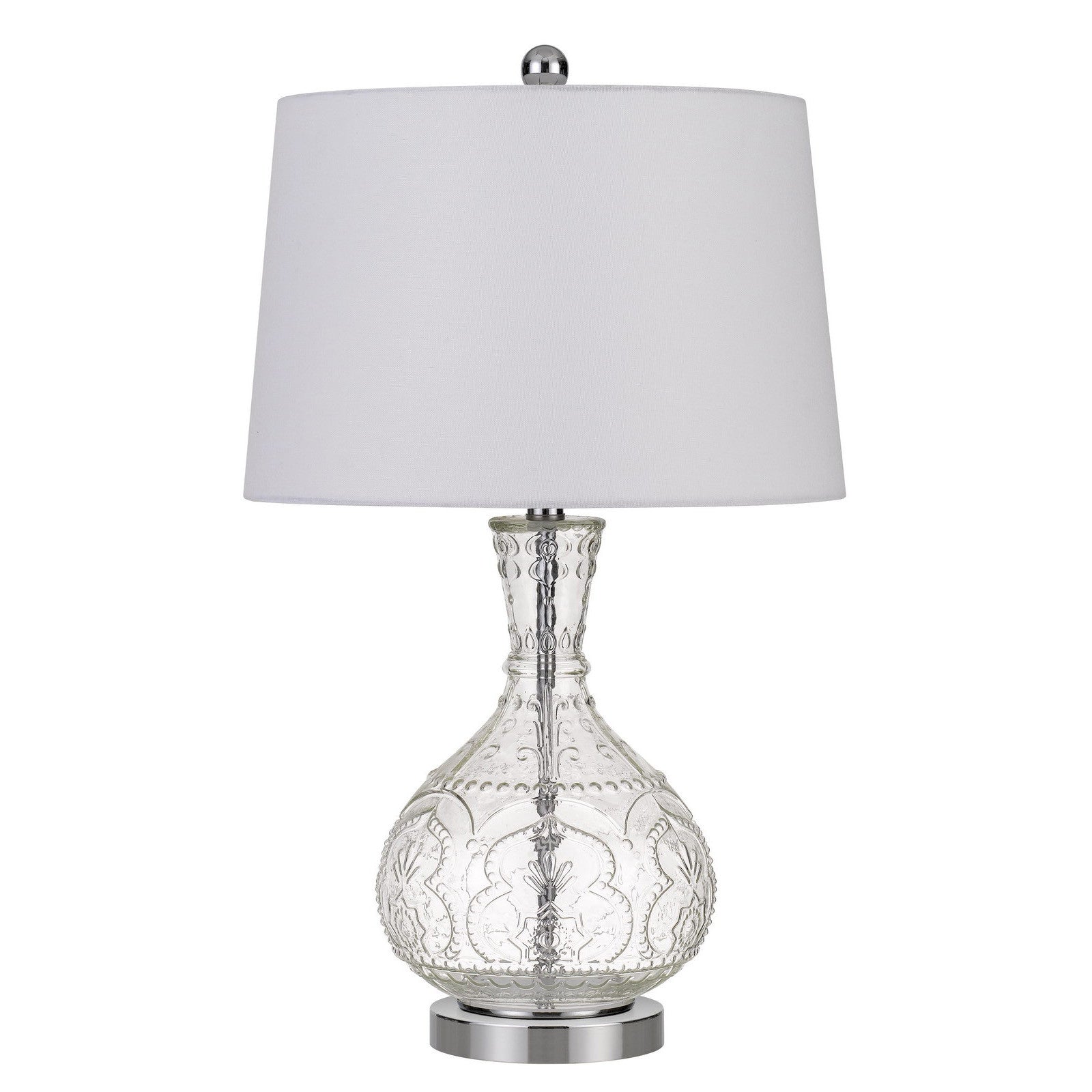 27" Clear Metal Table Lamp With White Rectangular Shade - Minihomy