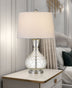 27" Clear Metal Table Lamp With White Rectangular Shade - Minihomy