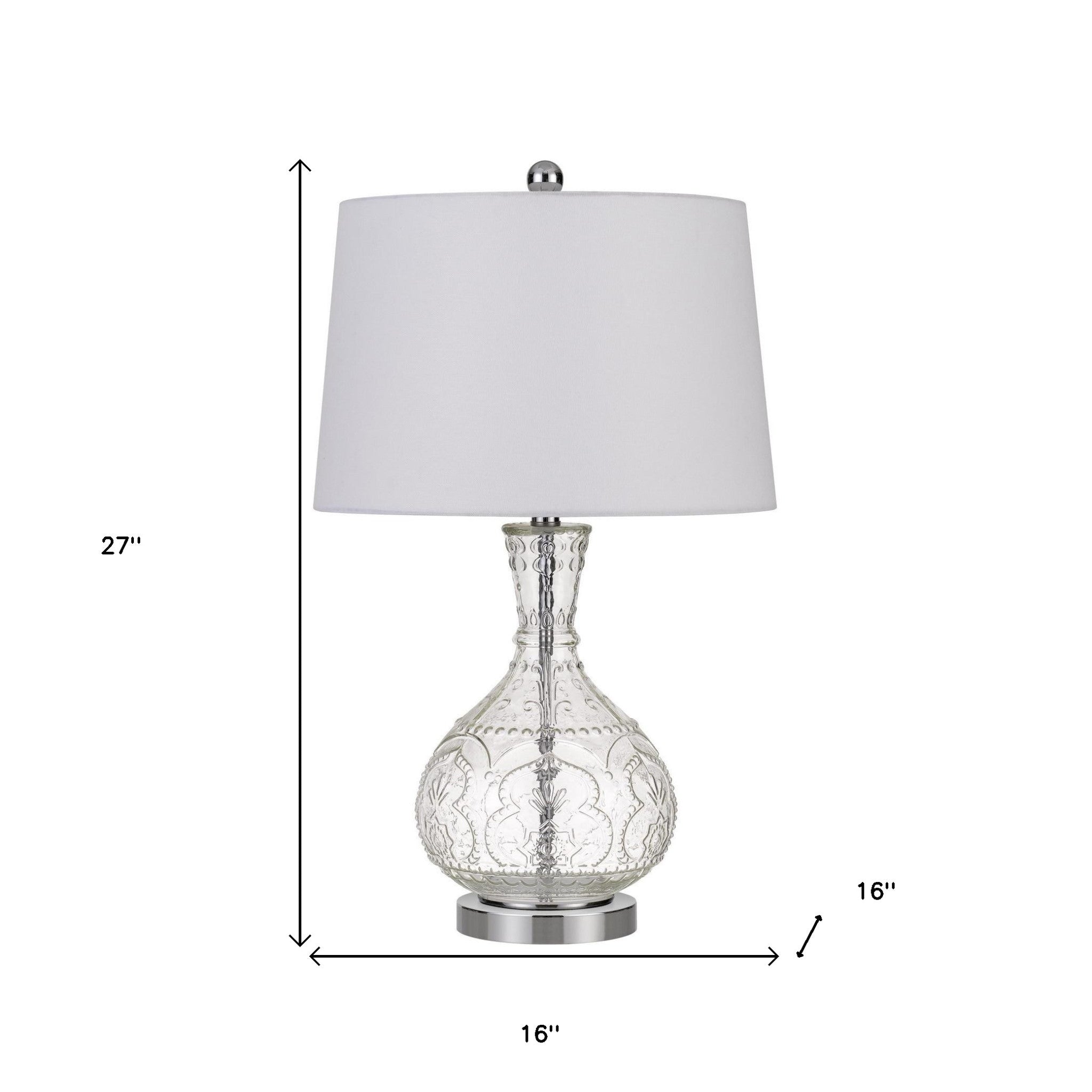 27" Clear Metal Table Lamp With White Rectangular Shade - Minihomy