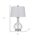 27" Clear Metal Table Lamp With White Rectangular Shade - Minihomy