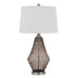 31" Gray Metal Table Lamp With Off White Empire Shade - Minihomy