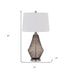 31" Gray Metal Table Lamp With Off White Empire Shade - Minihomy