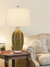 29" Brown Metal Table Lamp With Off White Empire Shade - Minihomy