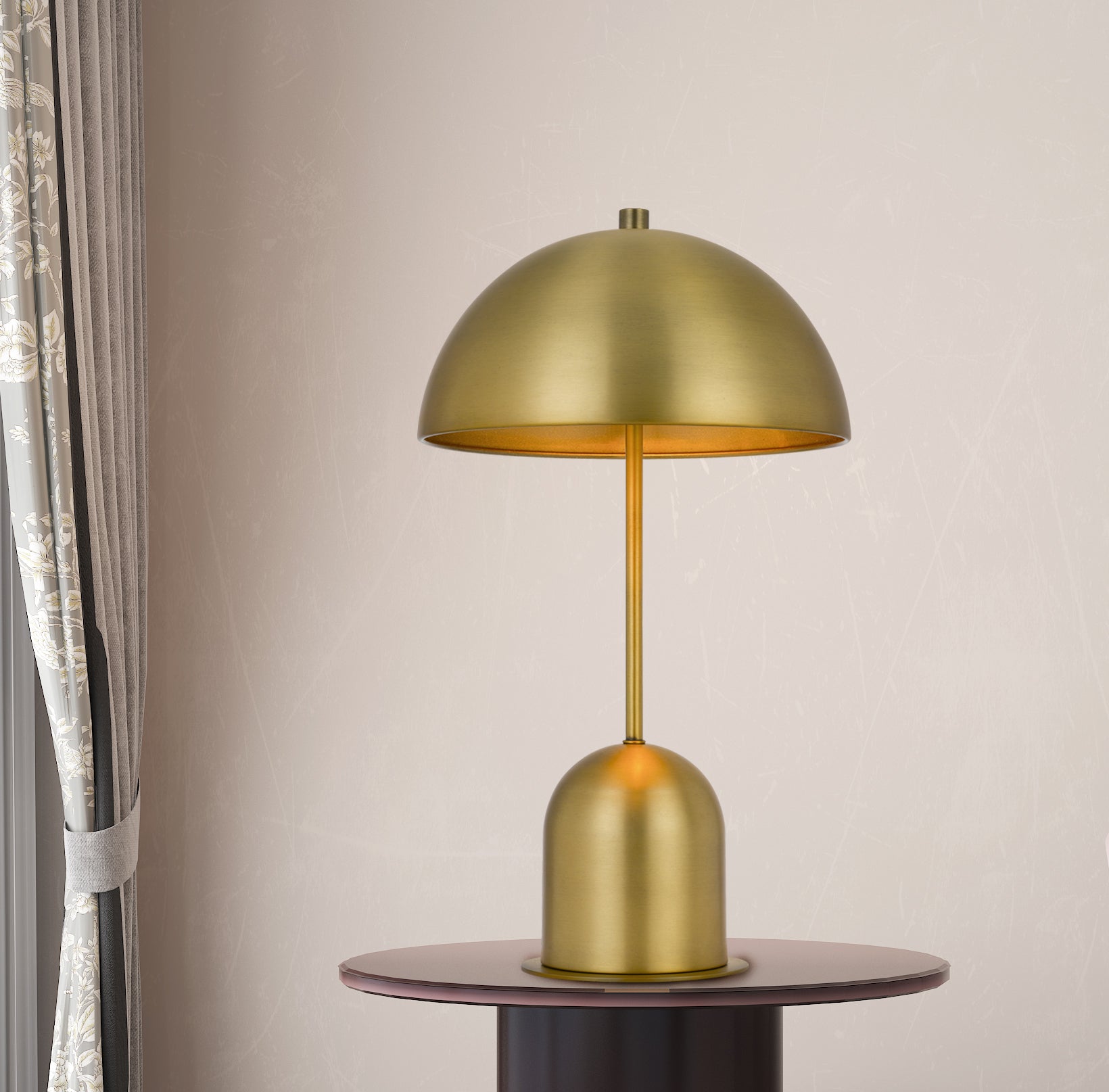 20" Antiqued Brass Metal Desk Table Lamp With Antiqued Brass Dome Shade - Minihomy