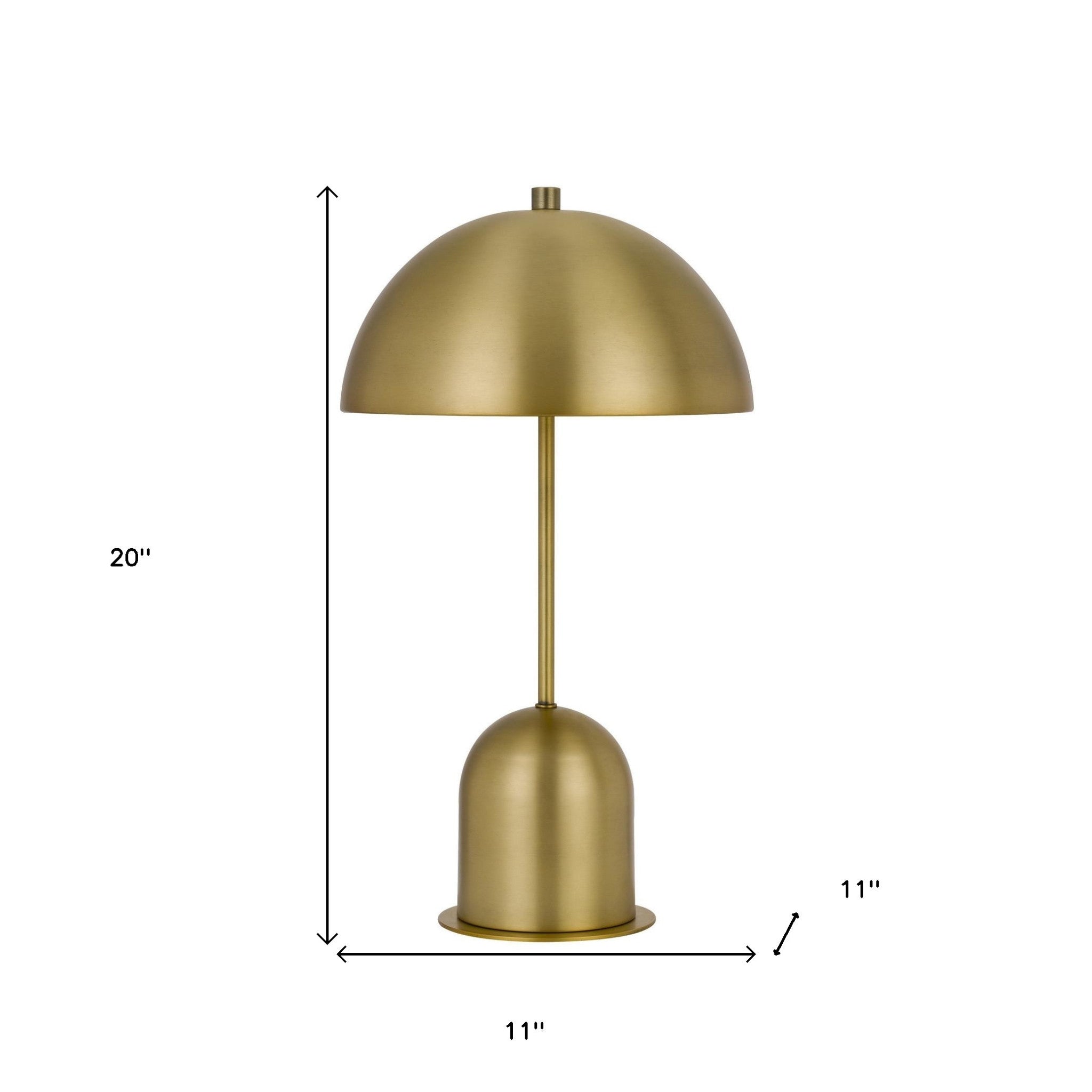 20" Antiqued Brass Metal Desk Table Lamp With Antiqued Brass Dome Shade - Minihomy