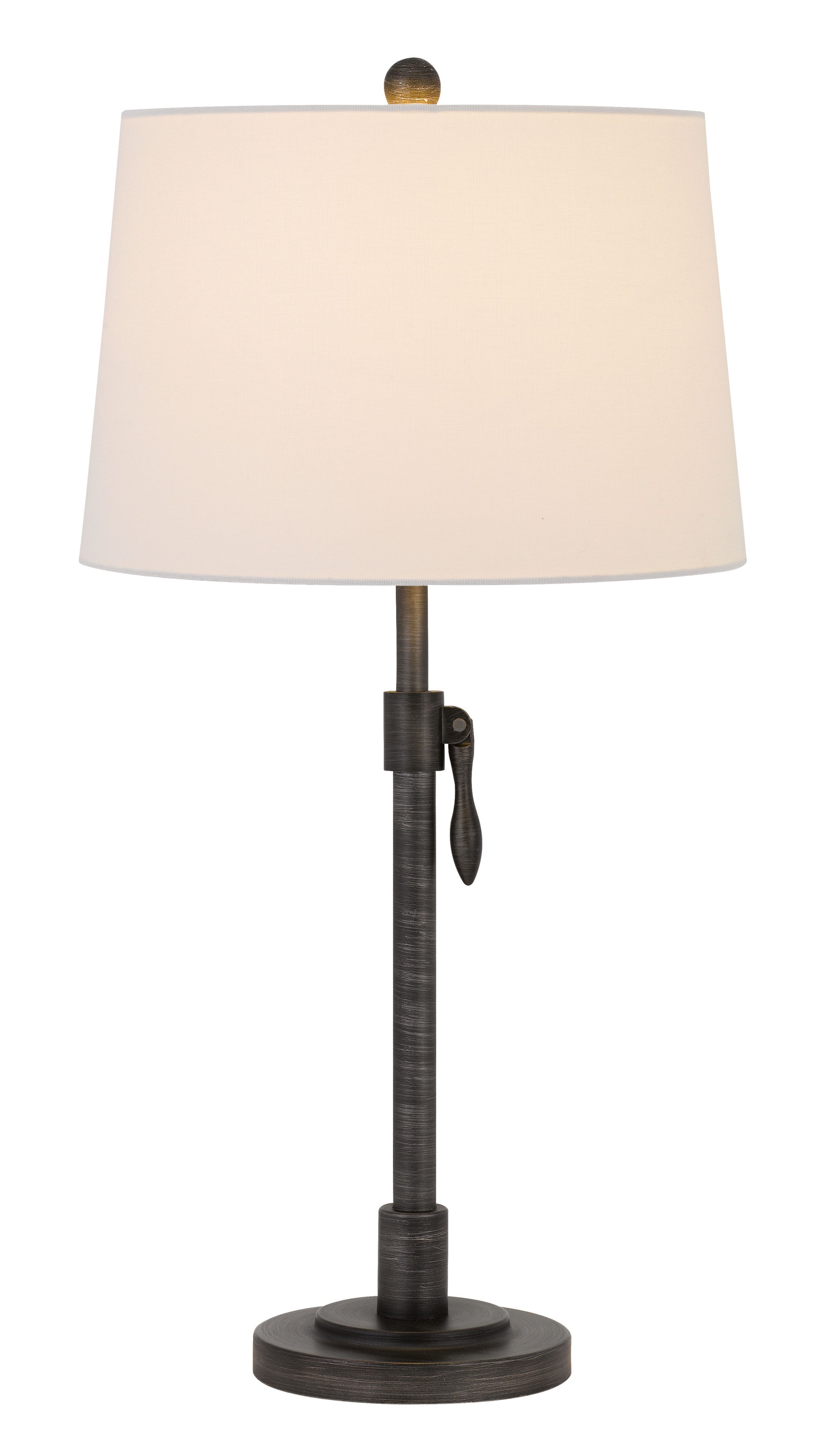 30" Silver Metal Adjustable Table Lamp With Off White Empire Shade - Minihomy