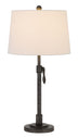 30" Silver Metal Adjustable Table Lamp With Off White Empire Shade - Minihomy