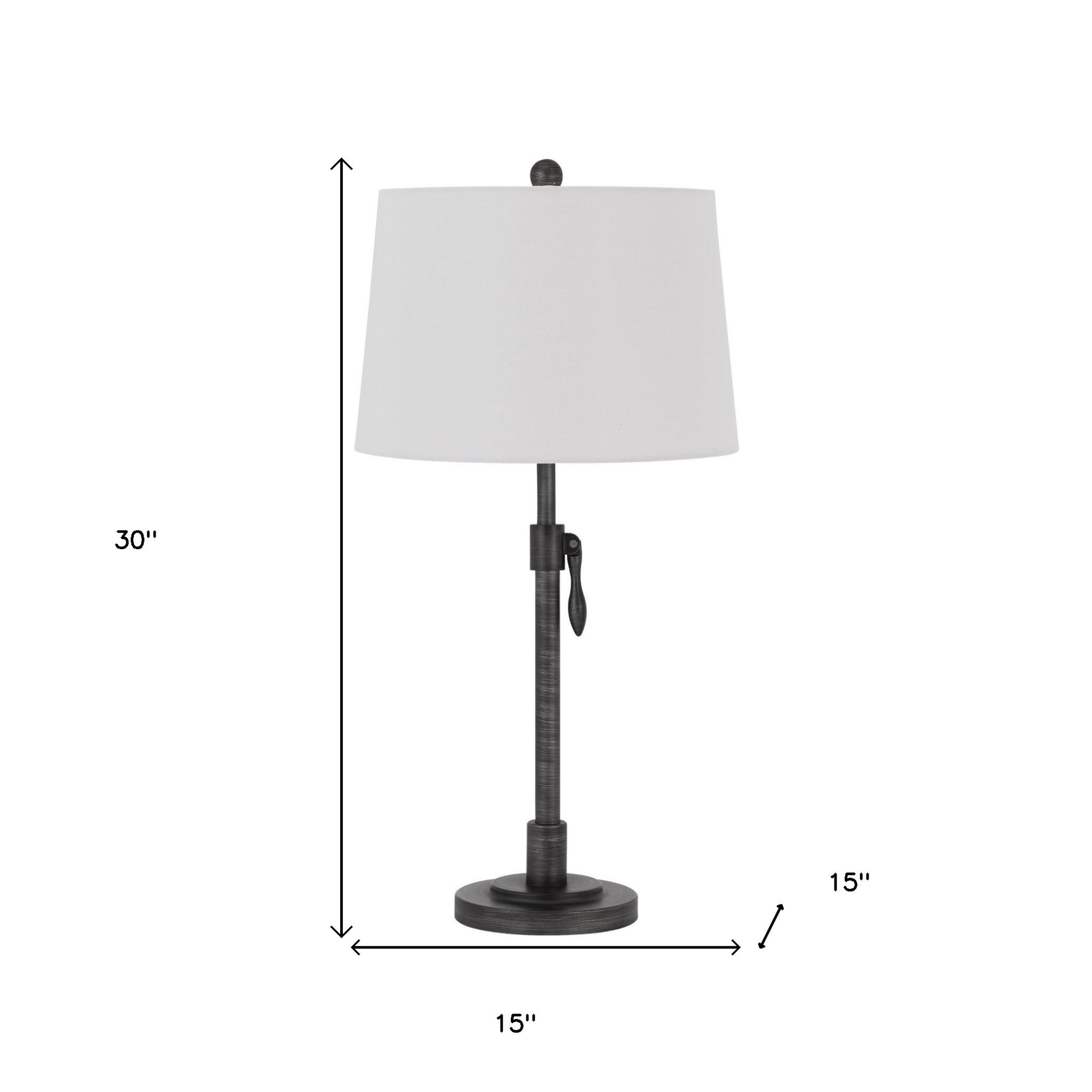 30" Silver Metal Adjustable Table Lamp With Off White Empire Shade - Minihomy