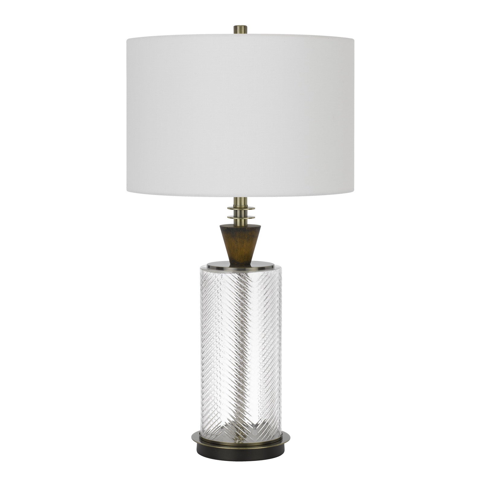 30" Clear Metal Table Lamp With White Empire Shade - Minihomy