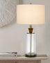 30" Clear Metal Table Lamp With White Empire Shade - Minihomy