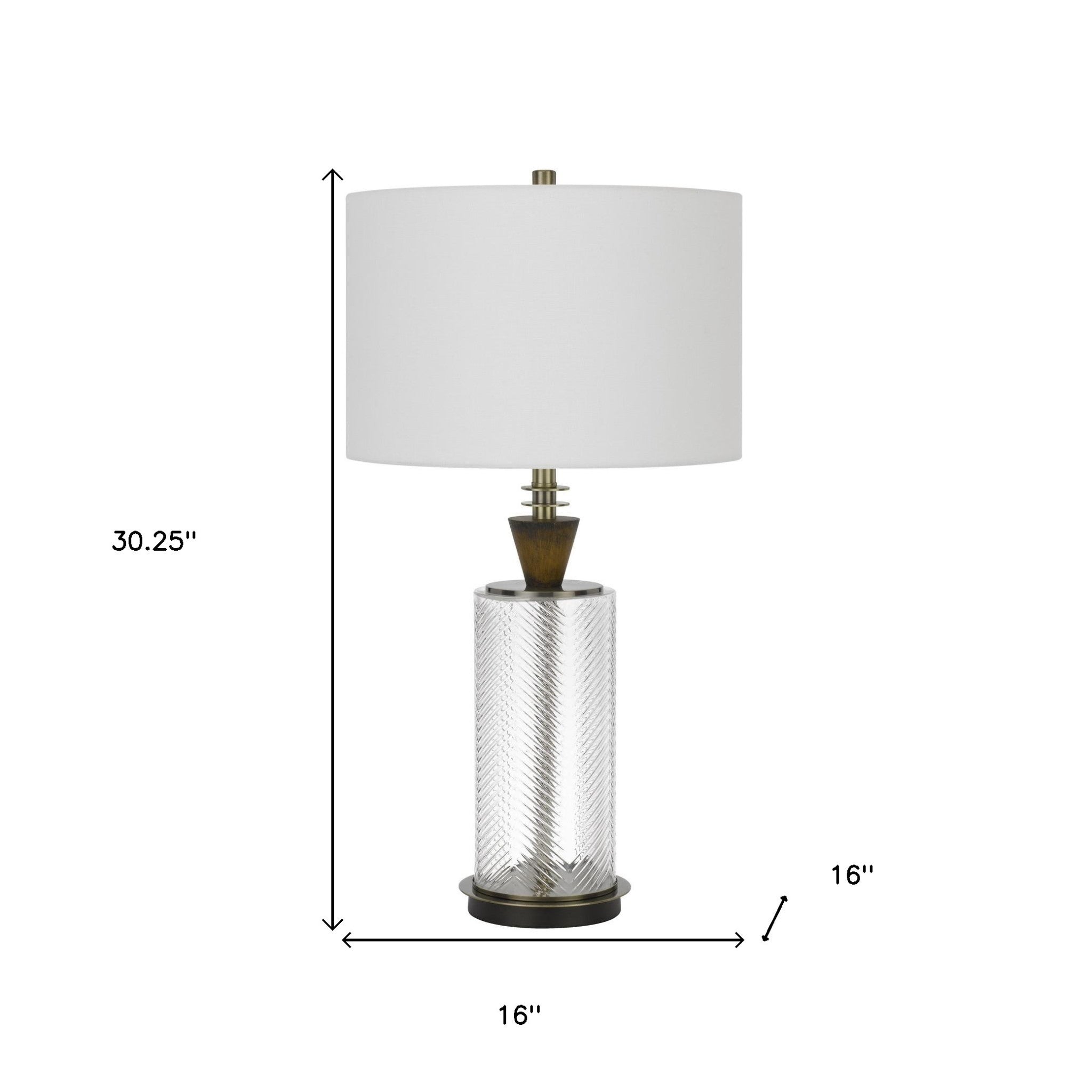 30" Clear Metal Table Lamp With White Empire Shade - Minihomy